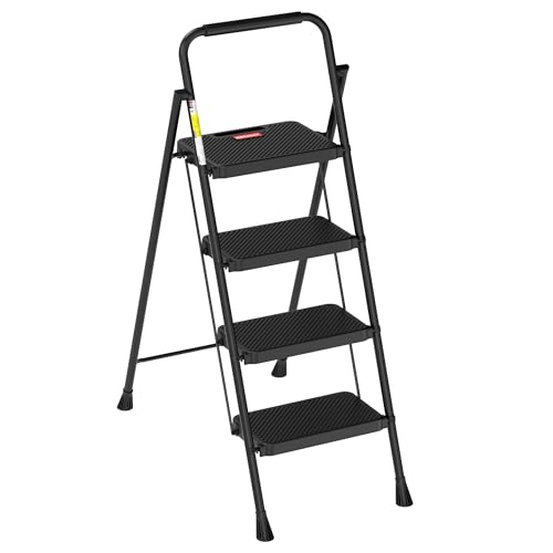 HBTower Step Ladder, Step Stool Foldable for Adults with Wide Anti-Slip Pedal, Lightweight 4 Step Ladders for Home ProductsLogo