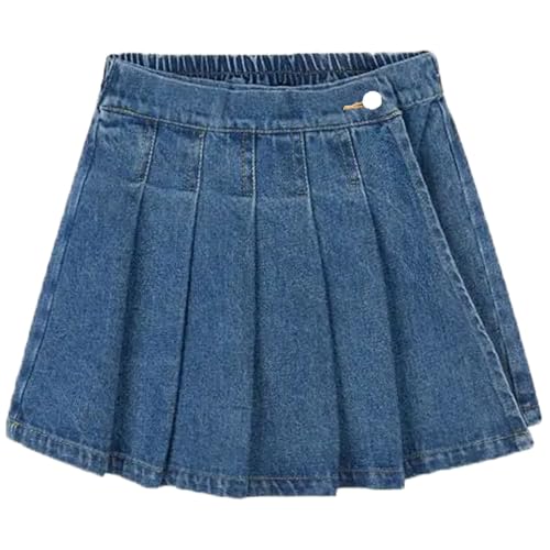 TIBE PINCESS Girls Denim Skirt Summer Vintage Pleated Kids Skirt Shorts Children Uniform Skirt Jeans Skorts 5-6Years Blue ProductsLogo