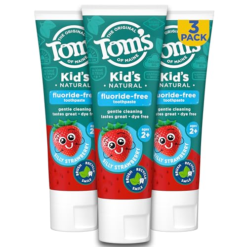 Tom's of Maine Natural Kid's Fluoride Free Toothpaste, Ages 2+, Silly Strawberry, 5.1 oz. 3-Pack (back in original formula) ProductsLogo