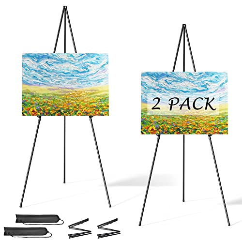 Easel Stand for Sign, Aredy 63" Portable Painting Easel, Lightweight Metal Easels for Painting Canvas, Wedding Sign (2 Pack) ProductsLogo