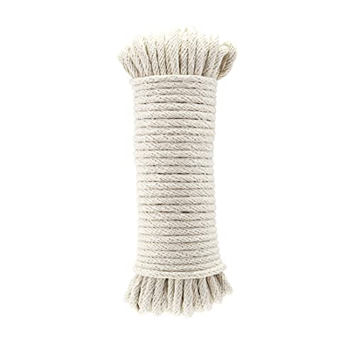 Amazon Basics Natural Cotton Braided Rope, All-Purpose, Clothesline, DIY Crafts, Versatile, Indoor & Outdoor Use, 3/16 Inch x 50 Foot (4.5mm x 15m), Off White ProductsLogo