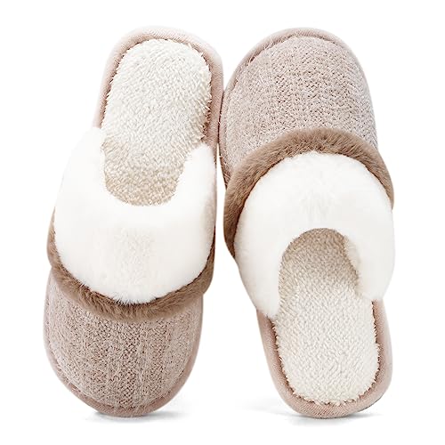 Cozy Slippers for Women Indoor and Outdoor Fuzzy House Shoes with Memory Foam Anti-Skid Sole Gifts for Women Mom Ladies her ProductsLogo