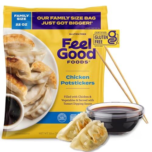 Feel Good Foods Chicken Potstickers - Family Size Gluten Free Dumplings with Umami Tamari Dipping Sauce, 22oz (Frozen) ProductsLogo