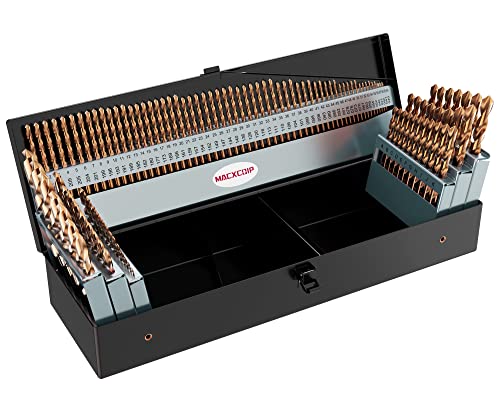 MACXCOIP Cobalt Drill Bit Set, 115Pcs M35 High Speed Steel Bits for Hardened Metals, Stainless Steel, Cast Iron and Wooden Plastics, with Metal Index Storage Box ProductsLogo