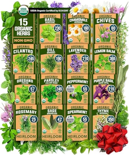 HOME GROWN ??????? 15 Herb Seeds Variety Pack 2,500+ ???-??? ??? High-Germinating Heirloom Seeds for Planting Indoor Outdoor Herb Garden Hydroponics Garden Seeds, Basil Cilantro & More ProductsLogo