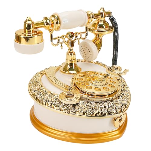 Big Vintage Telephone Jewelry Box 7x8" with Drawer - Heart Shaped Trinket Music Boxes with Retro Dial, Victorian Storage, Cute Antique Gifts for Women, Unique Style Home Decoration, Shelf Decor ProductsLogo
