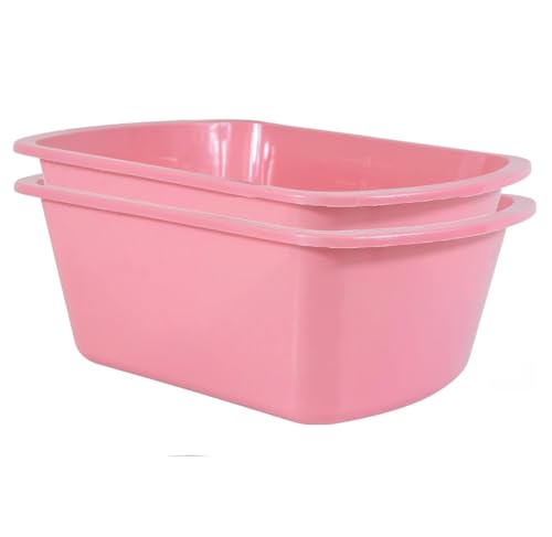 Wash Basins – Rectangular Plastic Hospital Bedside Soaking Tub - Small 7 Qt Graduated Bucket - Portable Washbasin for Washing, Cleaning, Foot Bath, Dishes, Face Cleansing Bowl -13.25 x 10 x 4.5 Inches ProductsLogo