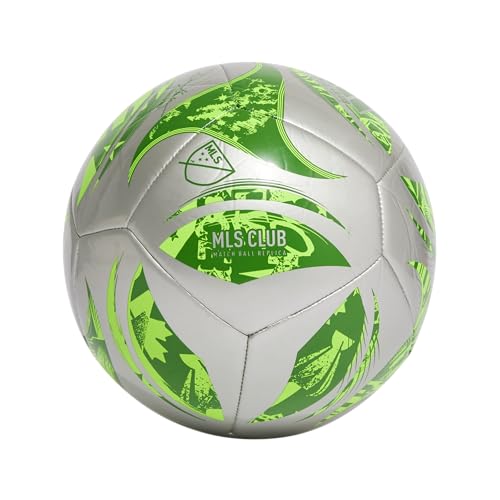 adidas MLS Club Soccer Ball, Silver Metallic/Green, 4 ProductsLogo