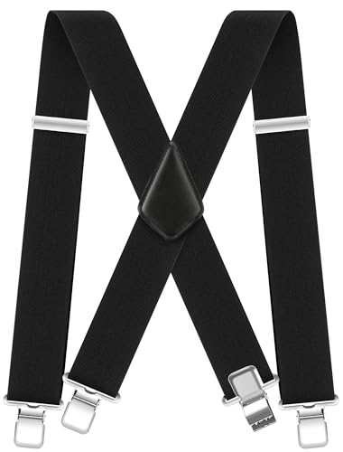 Ultrashang CLASSIC Mens Heavy-Duty Suspender: 2-Inch Wide, Sturdy Clips, X-Back, Adjustable Elastic Work Suspenders ProductsLogo