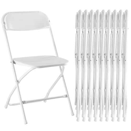 Sweetcrispy Folding Chair 10 Pack, Plastic Foldable Chairs with 330-Pound Capacity, Sturdy Metal Portable Chair, Easy to Use and Store, Outdoor and Indoor, for Home, Office, Party, Comfy, White ProductsLogo
