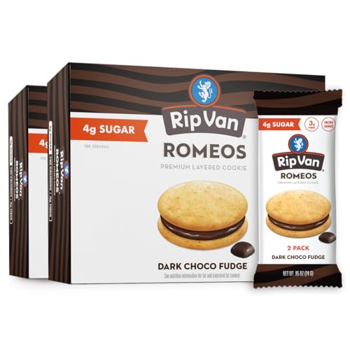 Rip Van Romeos Dark Chocolate Fudge Cookies - Low Sugar Cookies - Healthy Keto Snack - Individual 2 Packs (18 Count) ProductsLogo