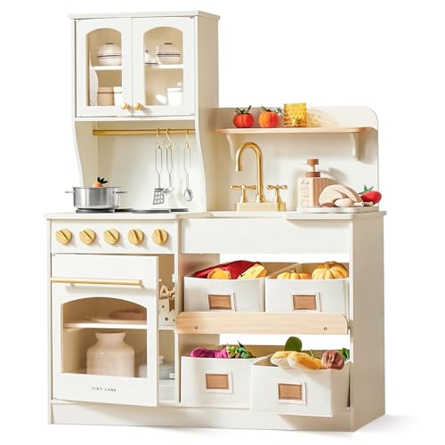 Tiny Land Play Kitchen for Kids, Wooden Toy Kitchen Set with Storage & Accessories, Toddler Kitchen Playset with Stove & Sink, Kids Kitchen Playset Gift for Ages 3-8 ProductsLogo