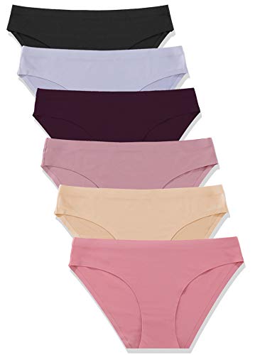 FINETOO 6 Pack Women’s Seamless Hipster Underwear No Show Panties Invisibles Briefs Soft Stretch Bikini Underwears XS-XXL(M) ProductsLogo