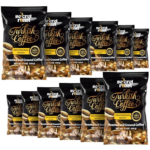Secret Roast Ground and Roasted Turkish Coffee | Mediterranian Delight | 3.5 oz | Pack of 12 ProductsLogo