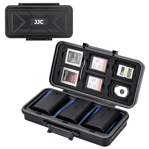 JJC Multi-Function Camera Battery Memory Card Storage Case for 6 SD Card,6 CFexpress Type-B/XQD Cards,5 CFexpress Type-A Cards,8 AA Batteries,3 Camera Batteries Holder Box for LP-E6 NP-FZ100 NPW235 ProductsLogo