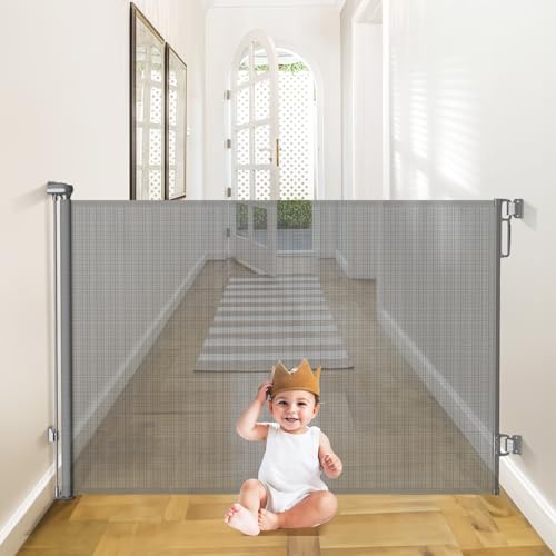 Babepai Retractable Baby Gates Extra Wide | 55" Wide x 38" Tall Dog Gates for Stairs | Indoor/Outdoor Use | Child Gates for Doorways, Deck, Porch, Hallways, Patio - Gray ProductsLogo