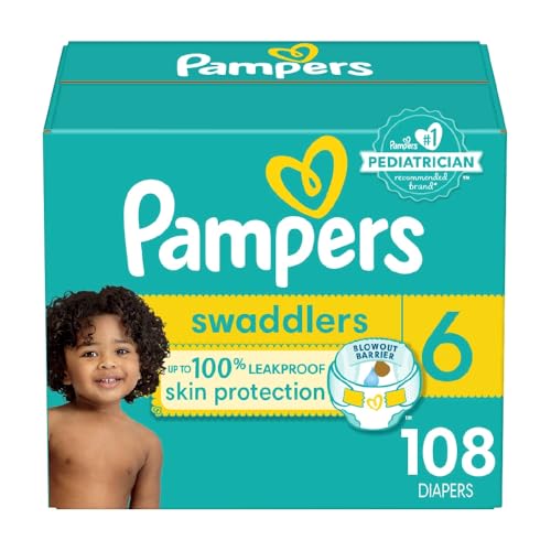 Pampers Baby Diapers - Swaddlers - Size 6, 108 Count, Ultra Absorbent Disposable Infant Diaper ProductsLogo
