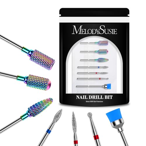 MelodySusie Nail Drill Bits Set, 7pcs Tungsten Carbide Diamond Nail Drill Bits for Acrylic Nails Poly Gel Cuticle Remove, 3/32'' Professional Nail Bits for Nail Drill Efile, Manicure Pedicure Tools ProductsLogo