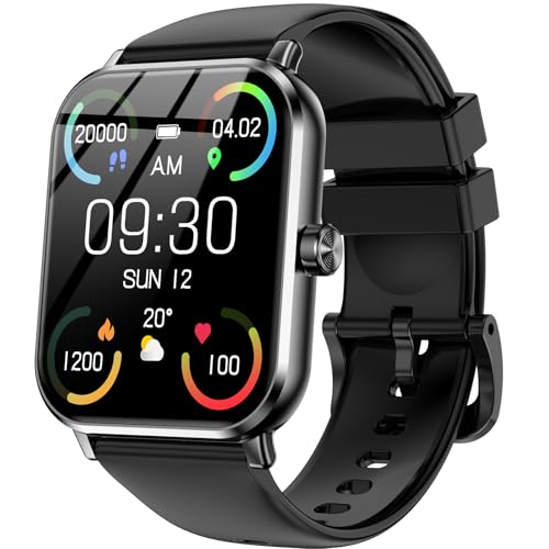 Smartwatch for Men Women, 1.83" HD Touchsreen, 130 Sports Modes, Bluetooth Call & Make Call, Health, Fitness & Sleep Tracker, Timer, 5 ATM Water-Resistance, Fitness Watch for Android/iOS (Black) ProductsLogo
