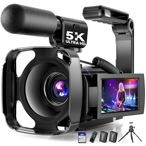 5K Video Camera Camcorder, UHD 64MP Vlogging Camera for YouTube with 3" 270° Rotatable Touch Screen, Digital Camera with IR Night Vision, 16X Zoom/WiFi/Webcam/HD/32GB Card/2 Batteries/Microphone ProductsLogo