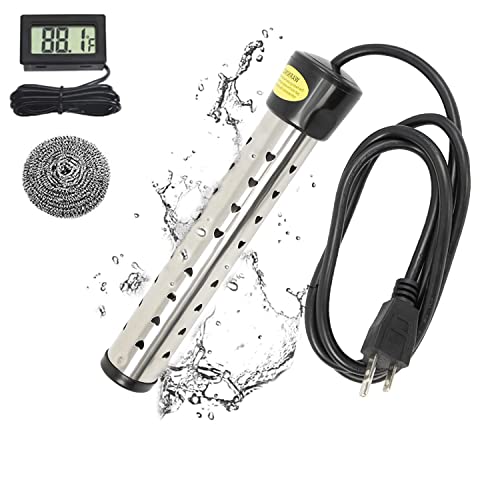 Lakkzoom Immersion Water Heater with 304 Stainless Steel Cover Intelligent Temperature Control and Digital LCD Thermometer Electric Portable Bucket Heater Heat 5 Gallons of Water in Minutes 1500W ProductsLogo