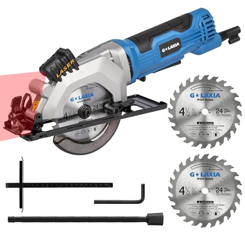 G LAXIA Mini Circular Saw, 4Amp 3500RPM Corded Circular Saw with Laser Guide, Rip Guide, Compact Saw with 2Pcs 24T TCT Blades for Wood Cuts ProductsLogo