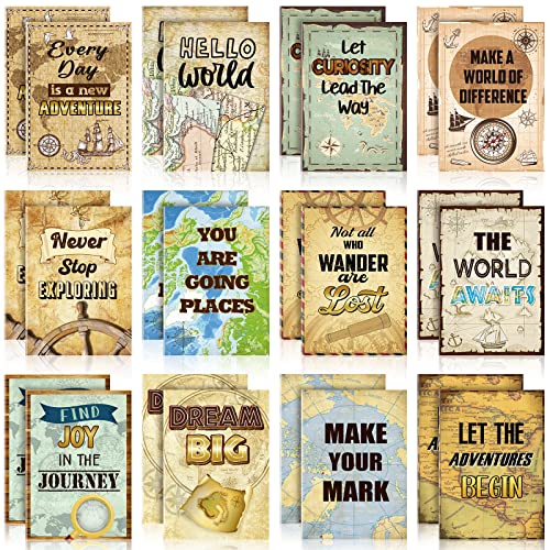 24 Pcs Travel The Map Notepad Travel Inspirational Gifts Notepads Mini Motivational Journal Notebooks Bulk Antique Map Patterns Small Pocket Notepads for School Office, 4.72 x 3.35 Inch,12 Styles ProductsLogo