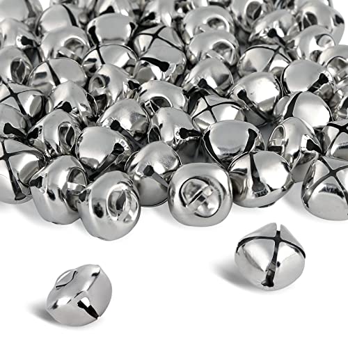 BigOtters 50 Pcs Jingle Bells for Crafting, 1 Inch Craft Bells Bulk for DIY, Home Christmas Decoration, Silver ProductsLogo