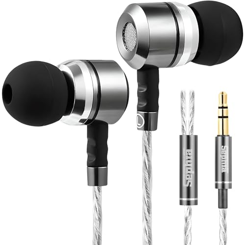 Sephia SP3060 Wired Headphones, HD Bass Driven Audio, Lightweight Aluminum Wired in Ear Earbud Headphones, S/M/L Ear Bud Tips, Earphone Case, 3.5mm Tangle-Free Cord, No Mic ProductsLogo
