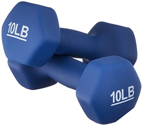 Amazon Basics Neoprene Dumbbell Hand Weights, 10 Pound, Pair, Navy Blue ProductsLogo