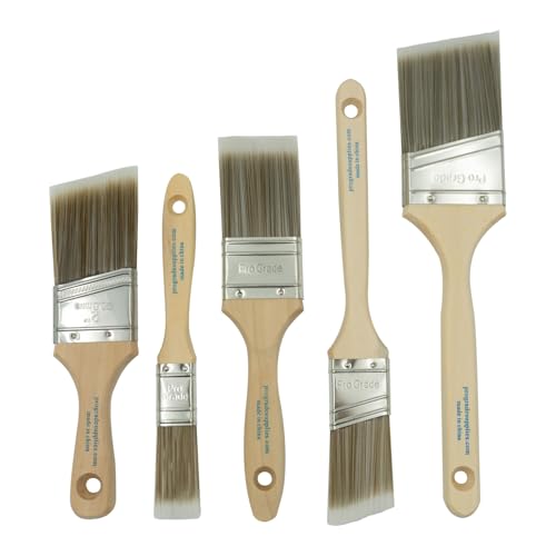 Pro Grade, Paint Brushes, 5-Piece, Paint Brush Set: Flat & Angle Brushes for Latex and Oil Paints, Stains, Interior & Exterior Home Improvement ProductsLogo