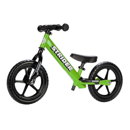 Strider 12” Sport Bike, Green - No Pedal Balance Bicycle for Kids 1 to 4 Years - Includes Safety Pad, Padded Seat, Mini Grips & Flat-Free Tires - Tool-Free Assembly & Adjustments ProductsLogo
