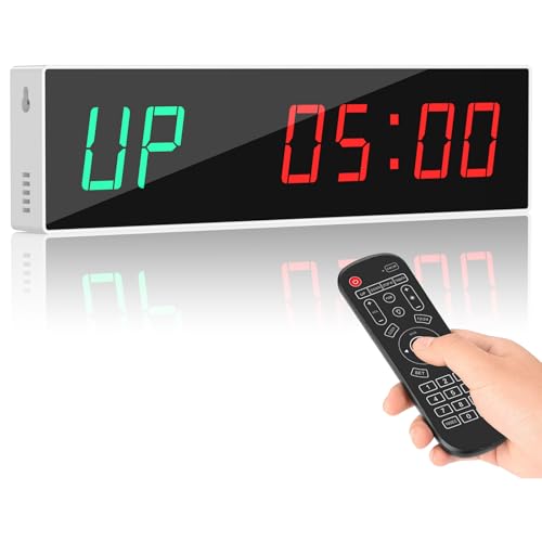 Large Digital Gym Timer – Remote Control Gym Clock Wall with 9 Custom Modes Countdown/UP/Stopwatch/Interval, Workout Timer for Home Garage/Boxing/Outdoor Sport ProductsLogo