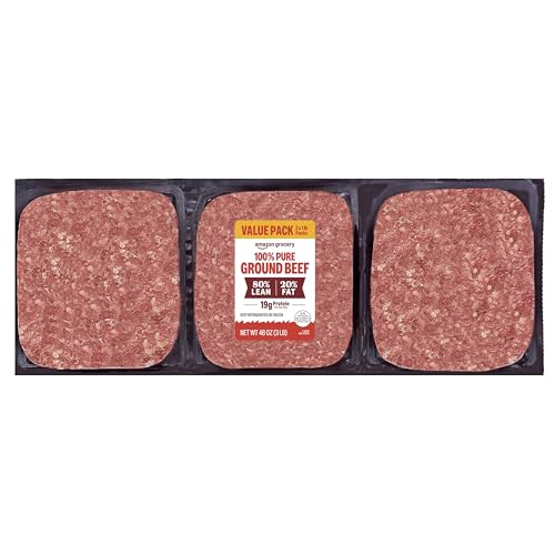 Amazon Fresh Brand, Ground Beef 80% Lean/20% Fat, 3 lb, Pack of 3 ProductsLogo