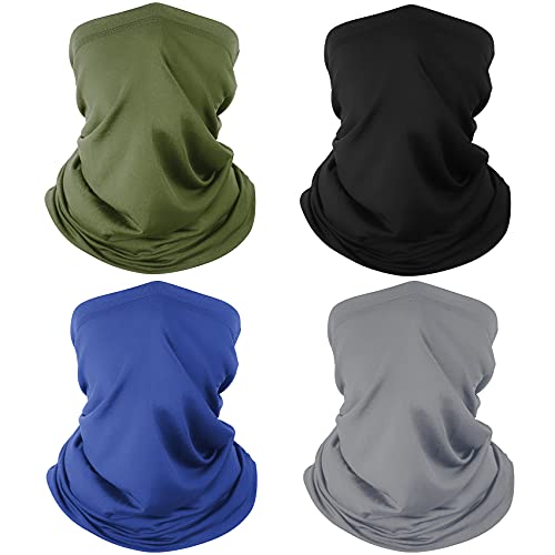 4 Pack Neck Gaiter Breathable Bandana Mask for Outdoor Protection, Washable Reusable Cooling Gator Mask Face Scarf Cover Protect from Dust Sun for Men Women Fishing Cycling Running Facemask Gaitor ProductsLogo