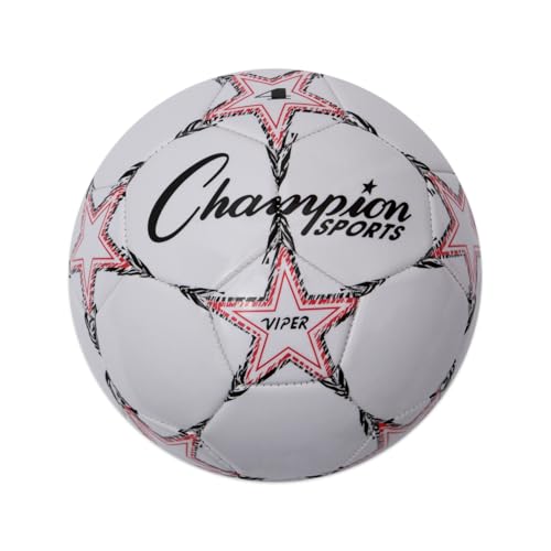 Champion Sports Viper Soccer Ball, Size 4 – Soft Touch TPU Cover, Airlock Bladder – Ages 8-12 – Red/Black/White ProductsLogo