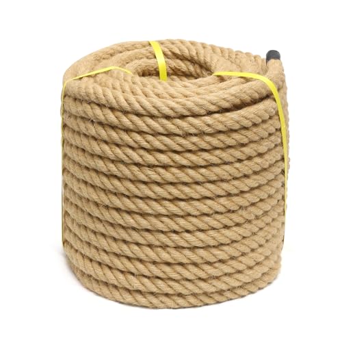 BRETANGME Hemp Rope 1 Inch x 50 Ft - Heavy Duty Thick Jute Rope, Natural Fiber 4 Strands Twisted Manila Rope for Tug of War, Nautical, Crafts, Swing Ropes, Hammock, Deer Hunting, Outdoor Use ProductsLogo