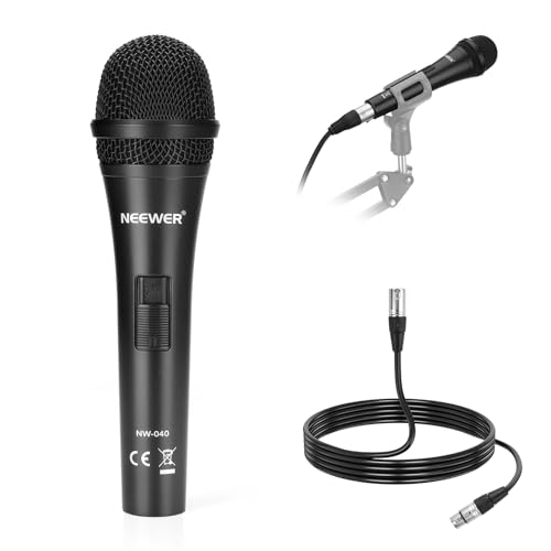 NEEWER NW-040 Cardioid Dynamic Microphone with XLR Cable, Rigid Metal Housing, Unidirectional Pickup Mic for Musical Instruments Voice Public Speech Podcast Singing PC Gaming Streaming Studio, Black ProductsLogo