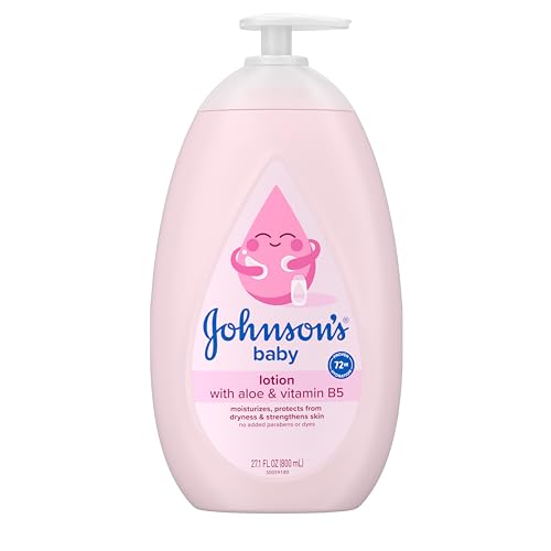 Johnson's Baby Lotion with Coconut Oil, Aloe Vera & Vitamin B5, 72 HR Hydration, Skin Moisturizer, Hypoallergenic, Safe for Newborn, Protects From Dryness & Strengthens Skin, 27.1 fl. Oz ProductsLogo