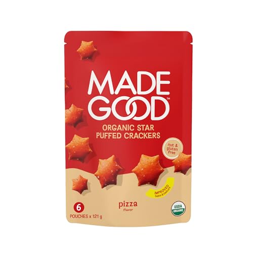 MadeGood Star Puffed Crackers, Pizza, 6 Bags (4.26oz Each) Gluten Free and Organic, Healthy Snacks ProductsLogo