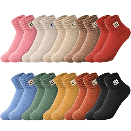 Eurzom 10 Pairs Socks Womens Crew Elastic Ankle Length Cotton Socks Aesthetic Cute Lightweight Low Cut Gifts for Women(Smile) ProductsLogo