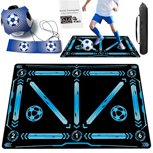 Soccer Training Equipment,Soccer Training Mat Improve Strength,Agility and Coordination,Anti-Slip Silent Absorption Soccer Footwork Training Mat ProductsLogo
