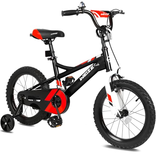 WEIZE Kids Bike,16 Inch Children Bicycle for Boys Girls Ages 4-6 Years Old, Rider Height 38-48 Inch, Coaster Brake, Black ProductsLogo