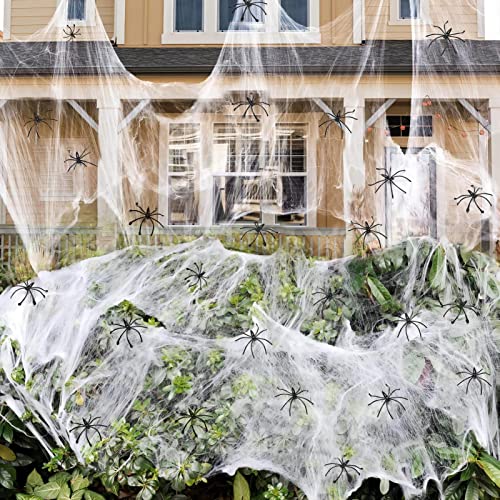 1400 sqft Halloween Spider Webs Decorations with 150 Extra Fake Spiders, Super Stretchy Cobwebs for Halloween Decor Indoor and Outdoor ProductsLogo
