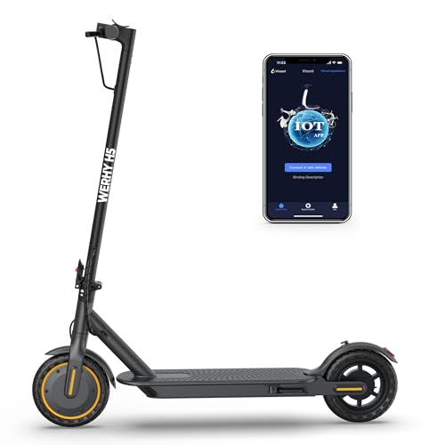 Electric Scooter with 350W Brushless Motor, 19 MPH Max Speed, 15 Miles Range, 8.5" Solid Tire, 3 Speed Modes, Cruise Control, Portable Commuter Escooter with APP, Dual Brake & E-Lock ProductsLogo