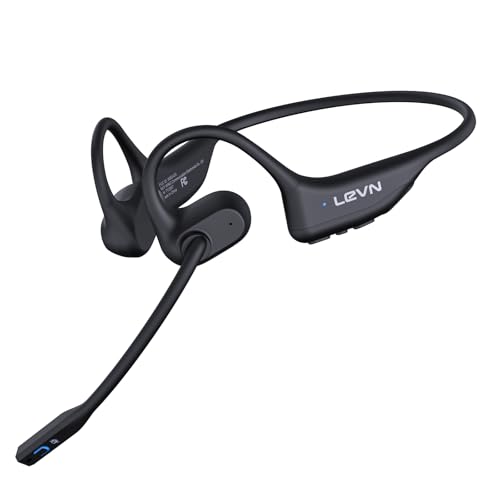 LEVN Open Ear Headphones with Mic, 29g Bluetooth Headset with Microphone, Bluetooth Headphones with Noise Cancelling Mic, Waterproof Non-slip Wireless Headset with Mic for Work, Workout, Driving, Call ProductsLogo