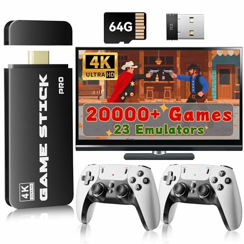 2025 New Upgrade Retro Gaming Console Pro, Vide Game Consoles with 4K HDMI, Built-in 20000+ Games & 23 Emulators, Plug and Play Video Gaming Consoles with Upgrade Dual 2.4G Wireless Controllers (64G) ProductsLogo
