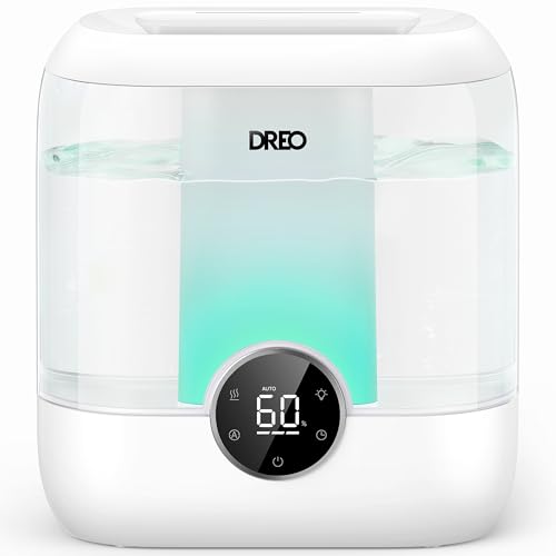 Dreo 6L Top Fill Humidifiers for Bedroom, 60H Runtime 28 dB Quiet Supersized Cool Mist Air Humidifiers for Large Room, Baby Nursery, Plant, Indoor, Night Light, Easy to Clean, Precise Humidity Control ProductsLogo