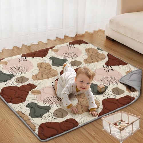 Blissful Diary Baby Play Mats for Floor, 50x50 Crawling Mat for Playpen, Thicken Soft Padding Foam Playmats for Babies and Toddlers Infants, Foldable and Machine Washable, Boho Design ProductsLogo