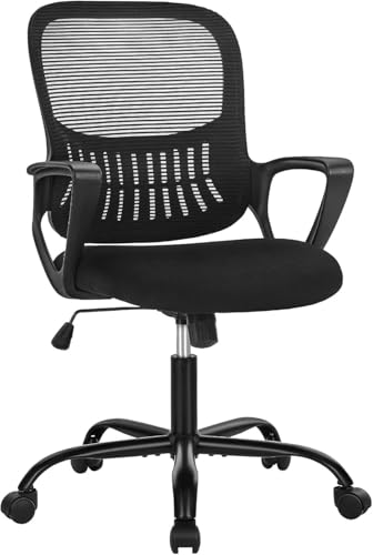 SMUG Home Office Computer Desk Chair - Ergonomic Mid-Back Mesh Swivel Rolling Work with Wheels, Comfy Lumbar Support and Armrest, for Bedroom, Study, Dorm, Student, Adults ProductsLogo